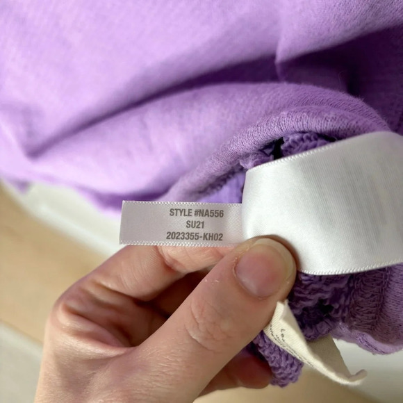 Madewell MWL AiryTerry Crop  Sweatshirt in Heather Bright Violet Size S - Picture 6 of 6